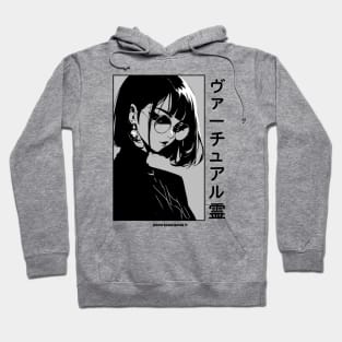 Stylish Japanese Girl Anime Black and White Manga Aesthetic Streetwear Hoodie